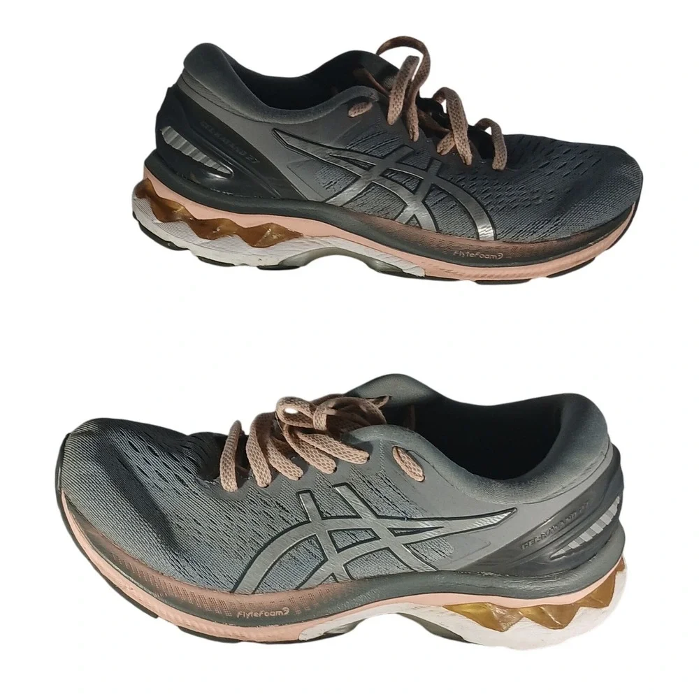 ASICS Gel Kayano 27 Running Shoes Womens Gray Peach‎ Athletic Sneakers